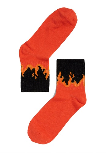 Monki orange Sporty Socks 4BE14AA433B528GS_1