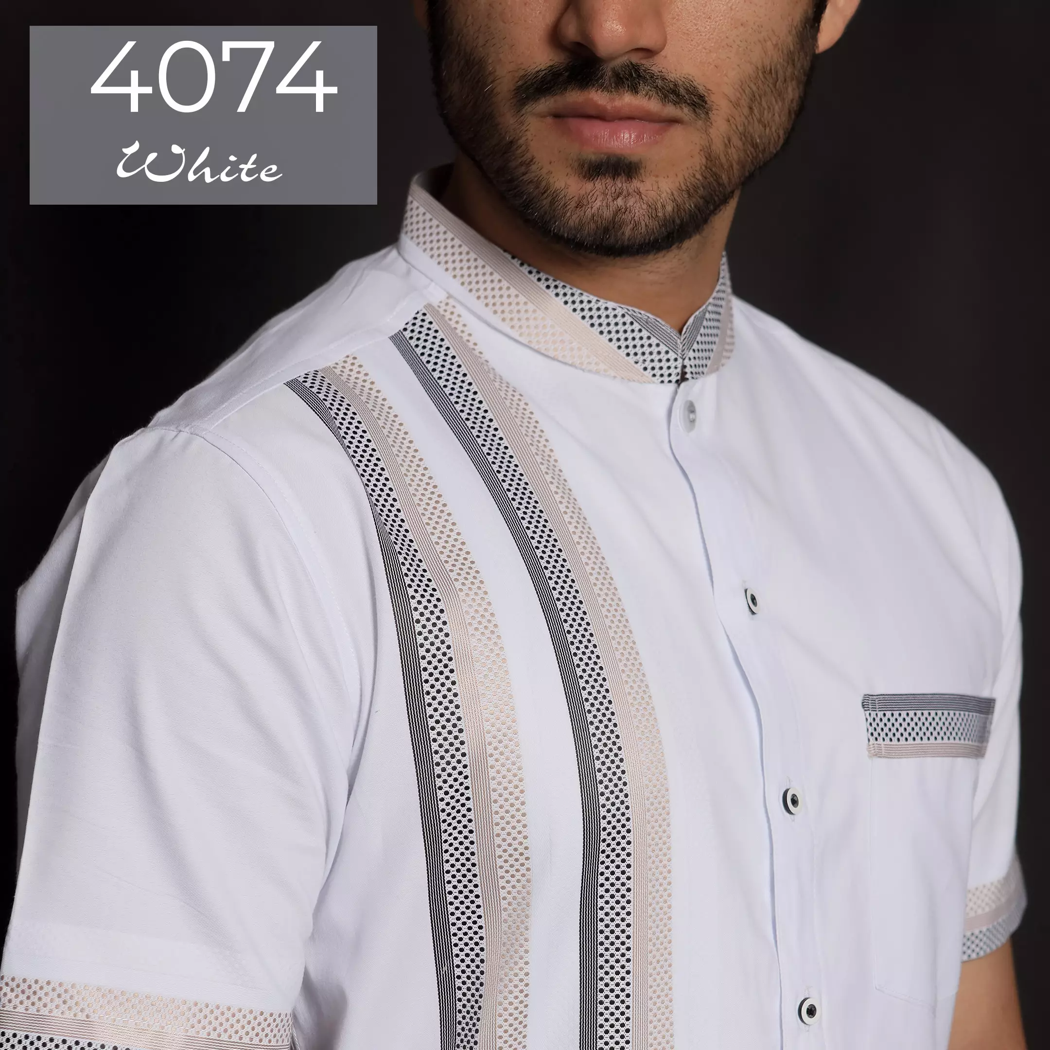 Casella Baju Koko Pria Lengan Pendek Exclusive | Baju Koko Azhar Lengan Pendek 4074 White