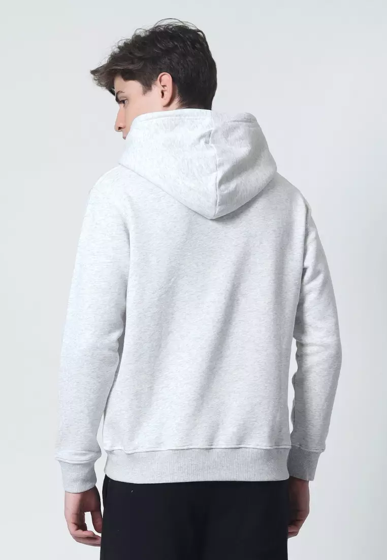 Cotton Well Cozzie Hoodie Sweatshirt with Hidden Pocket Light Grey | Jaket Pullover Fleece dengan Kantong Tersembunyi Abu Muda Misty