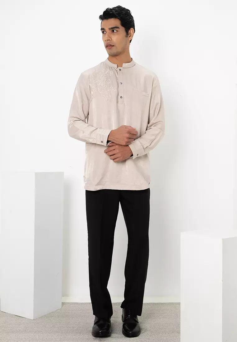 Raden Barock Embroidery Cekak Musang Shirt - Tencel Silk