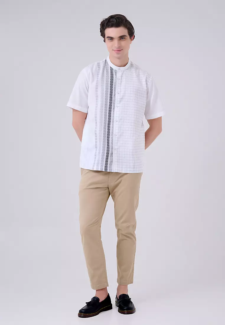 MANZONE X Adipati Dolken - Kemeja Koko Lengan Pendek Shiraz Comfort Fit - White Warna White