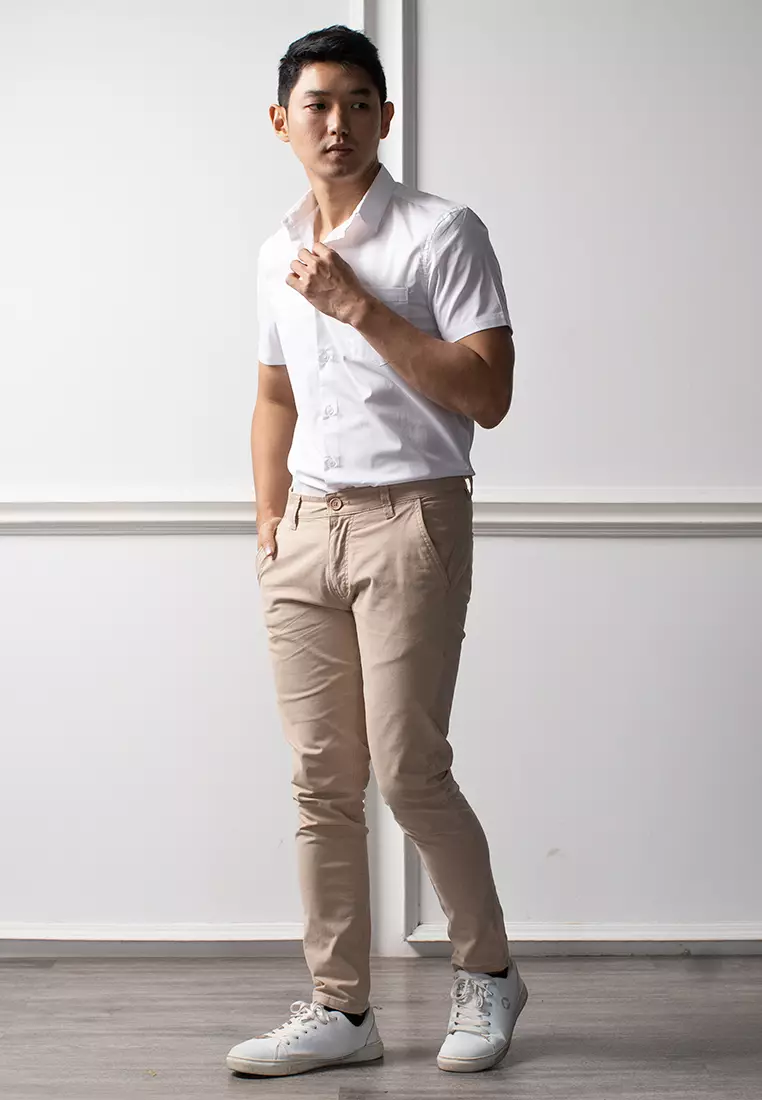 Kemeja Tangan Pendek Formal Stretch Oxcon White