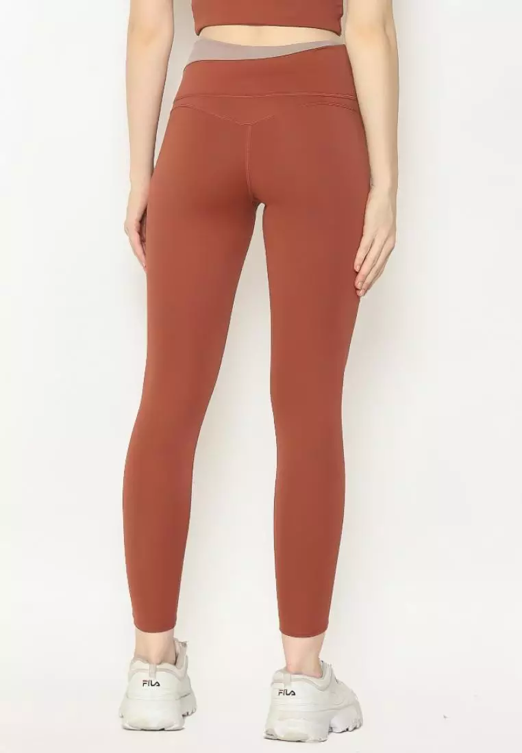 Fitwear -  Legging Olahraga Wanita ELSA STRIPY WAIST - TERACOTTA