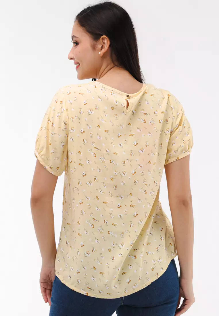 Woven Printed Rayon Short Sleeves Blouse