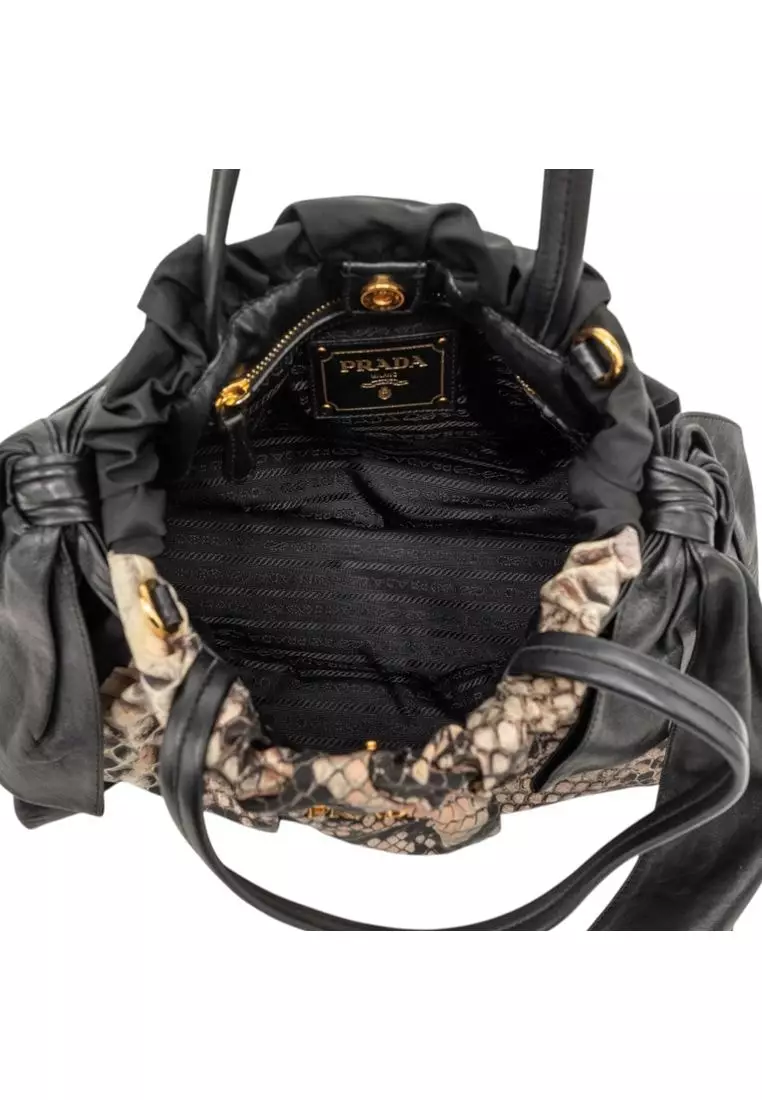 Pre-Loved Prada Tessuto Python Print Bow Satchel