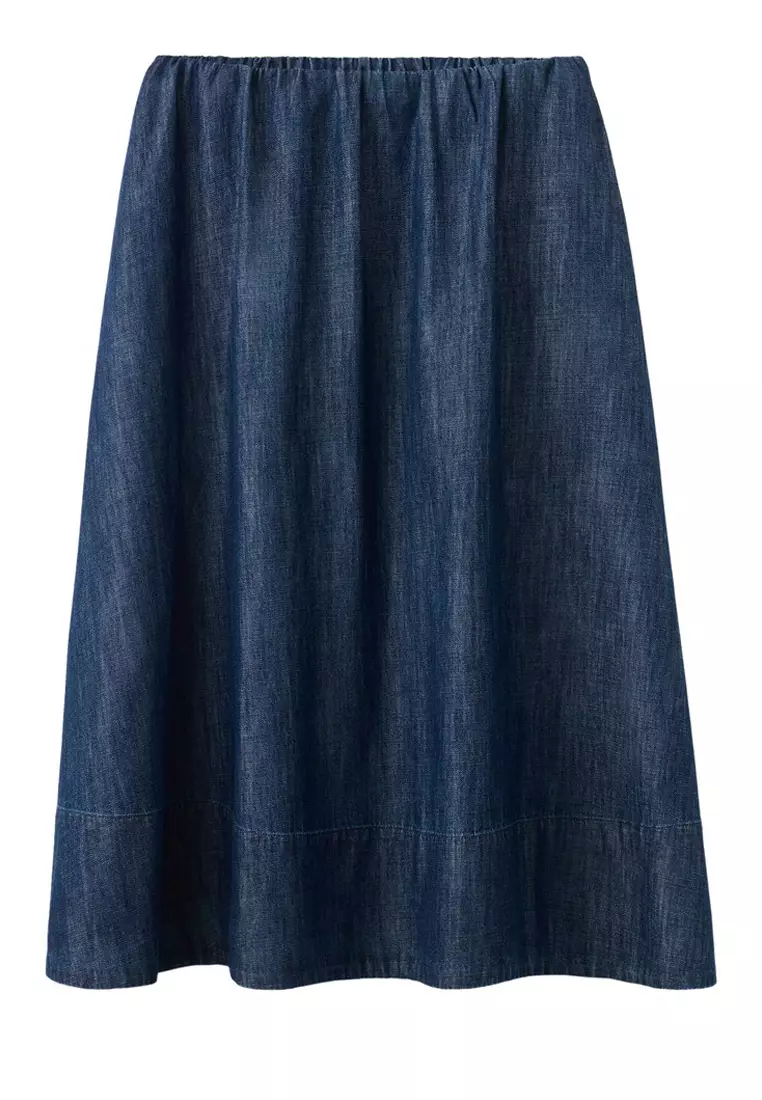 Denim Skirt With Stitched Hem