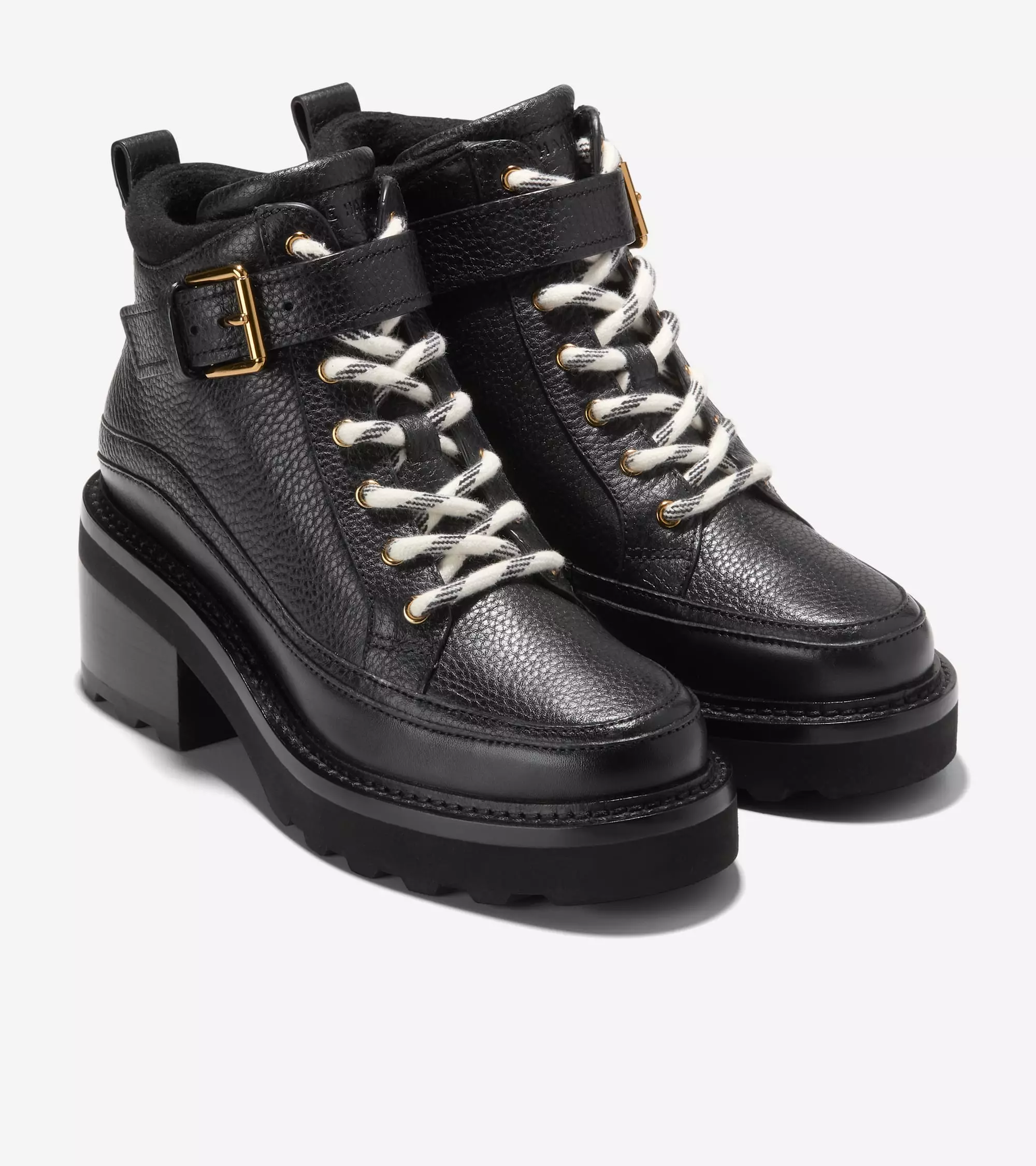 Cole Haan Women Shibley Waterproof Lace Up Booties - Sepatu Wanita (Black)