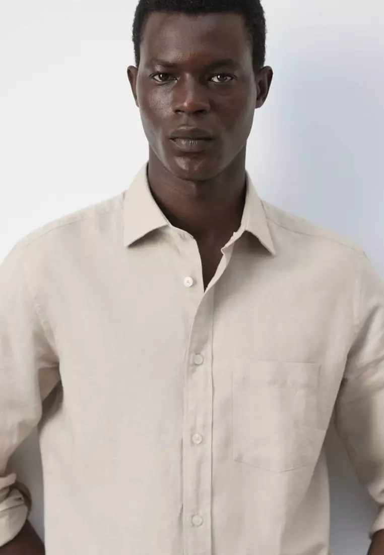 Linen-Cotton Shirt With Pocket