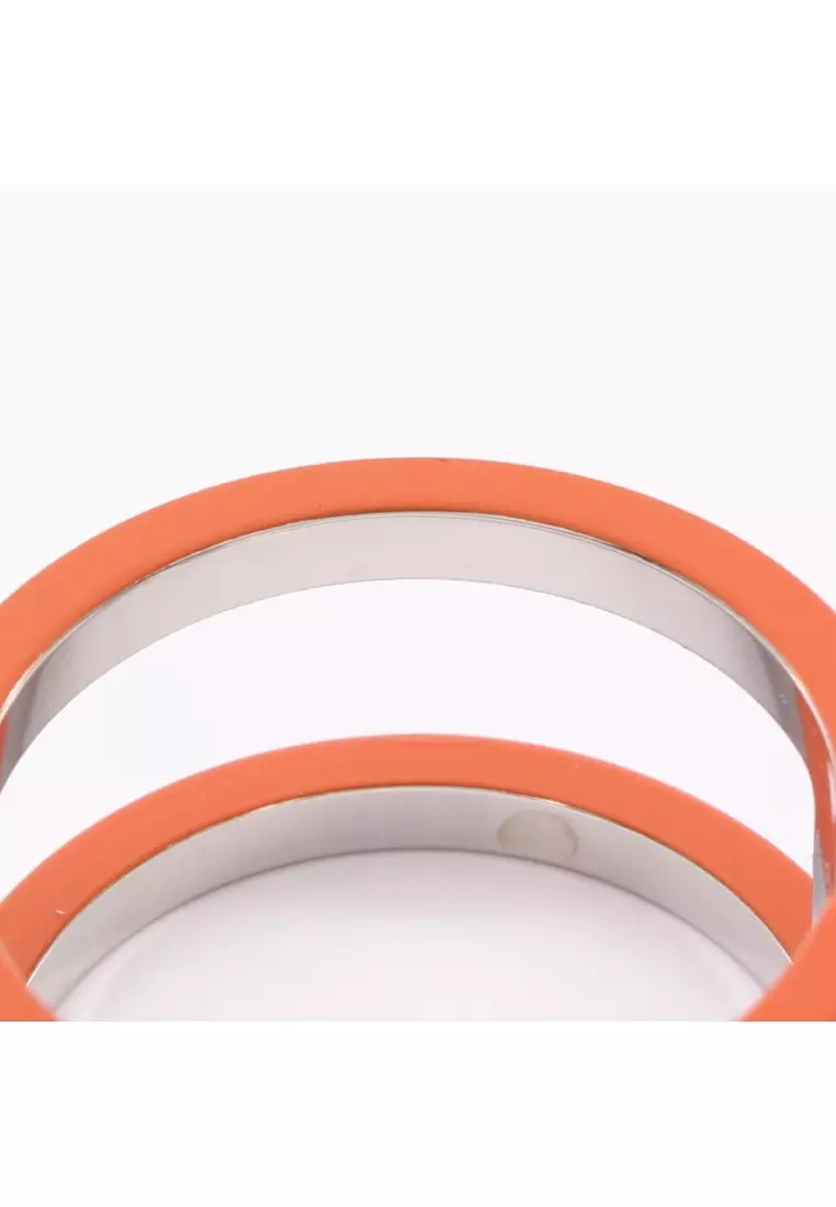 Pre-Loved Hermès H Anron scarf ring Silver orange
