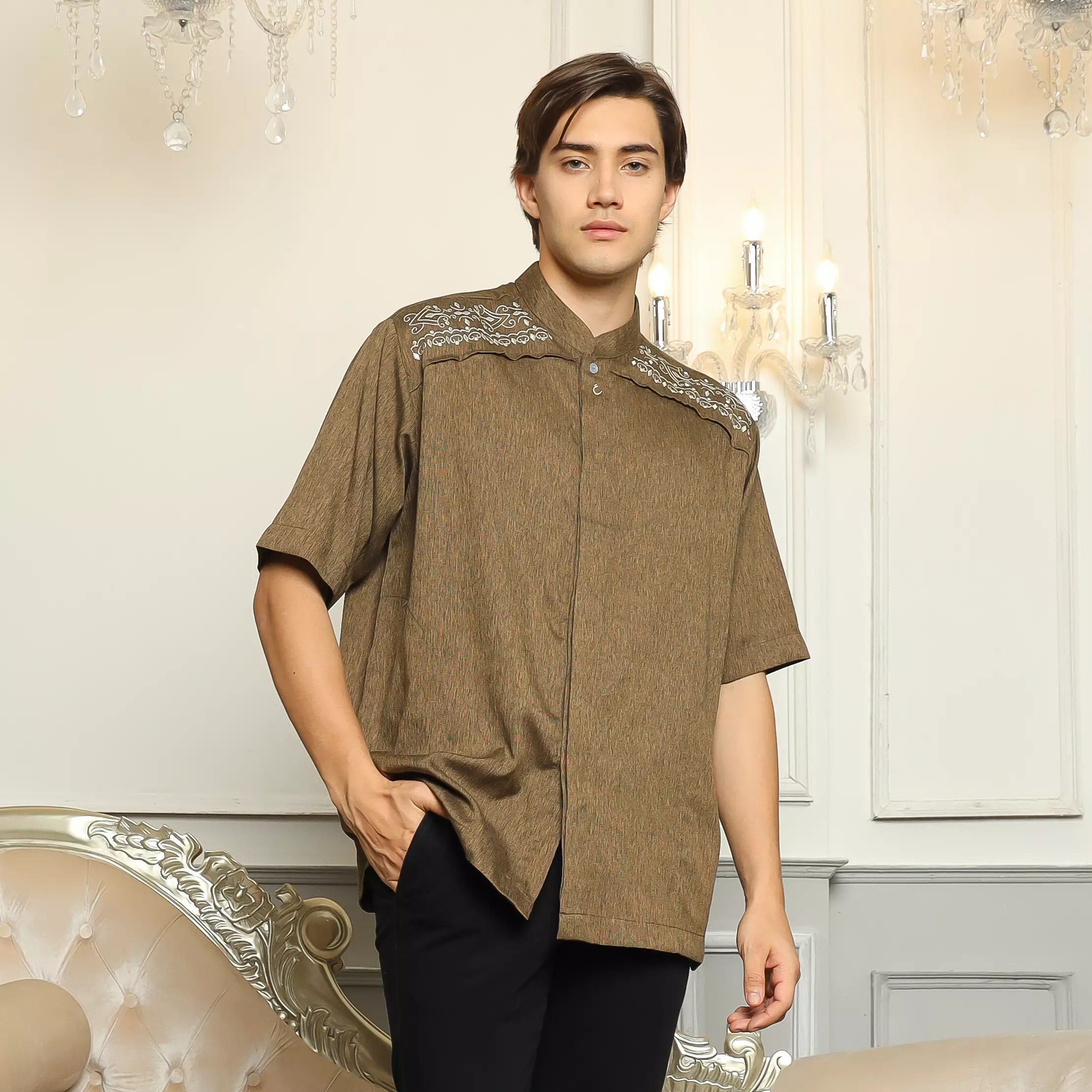 Baju Koko Sarimbit KK 37 Brown