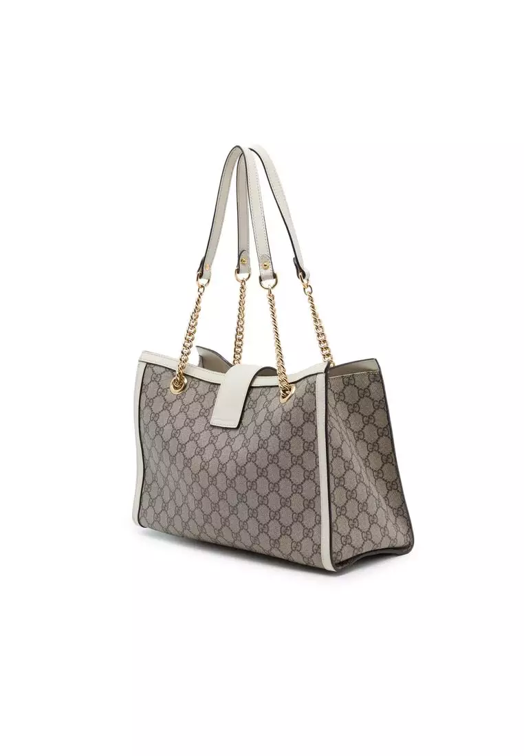 Pre-Loved Gucci Medium Gg Supreme Padlock Tote