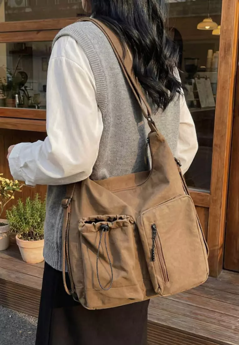 Waterproof Multi-Pocket Tote Crossbody Bag CA26042870BW