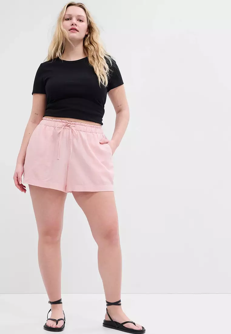 4" Mid Rise Linen Pull-On Shorts