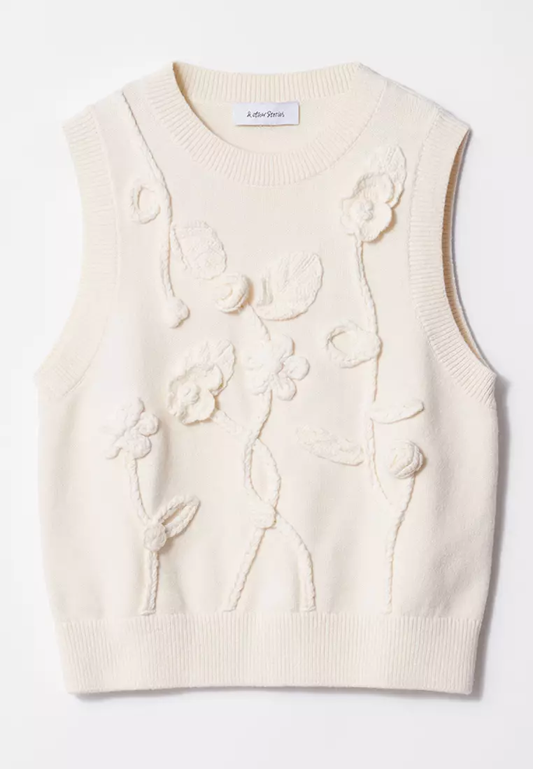 Floral-Appliqué Sweater Vest