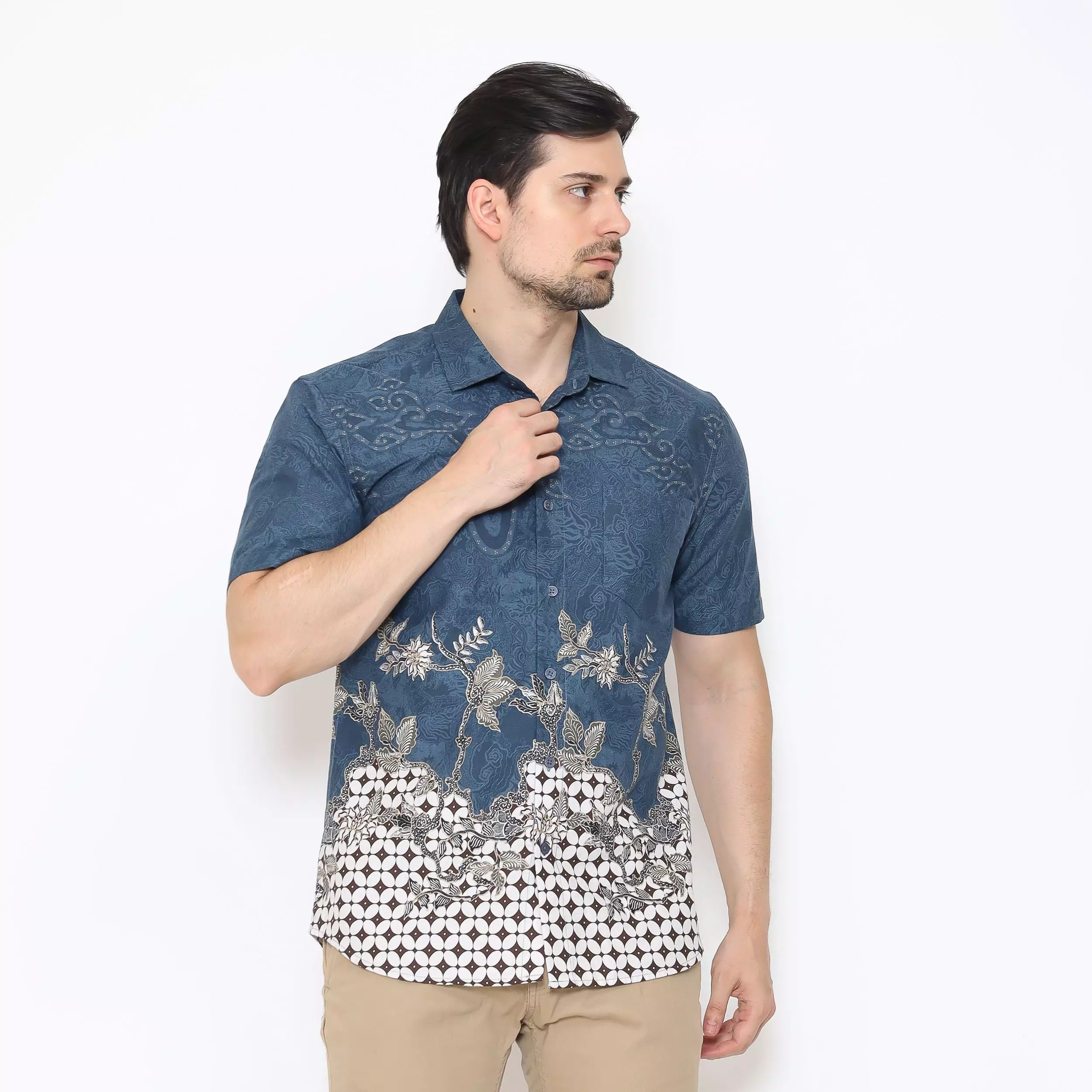 AMK Kemeja Batik Pria Lengan Pendek SHB Jelani Ss Blue