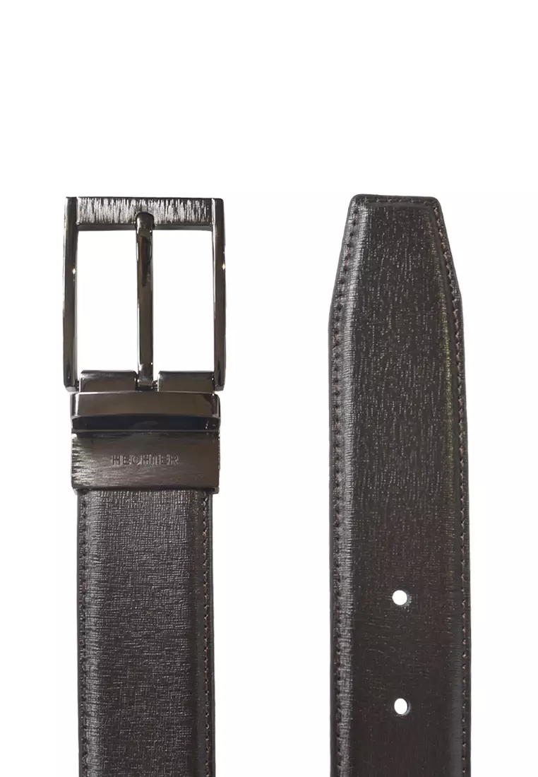 Dark Brown Genuine Split Leather Reversible Belt