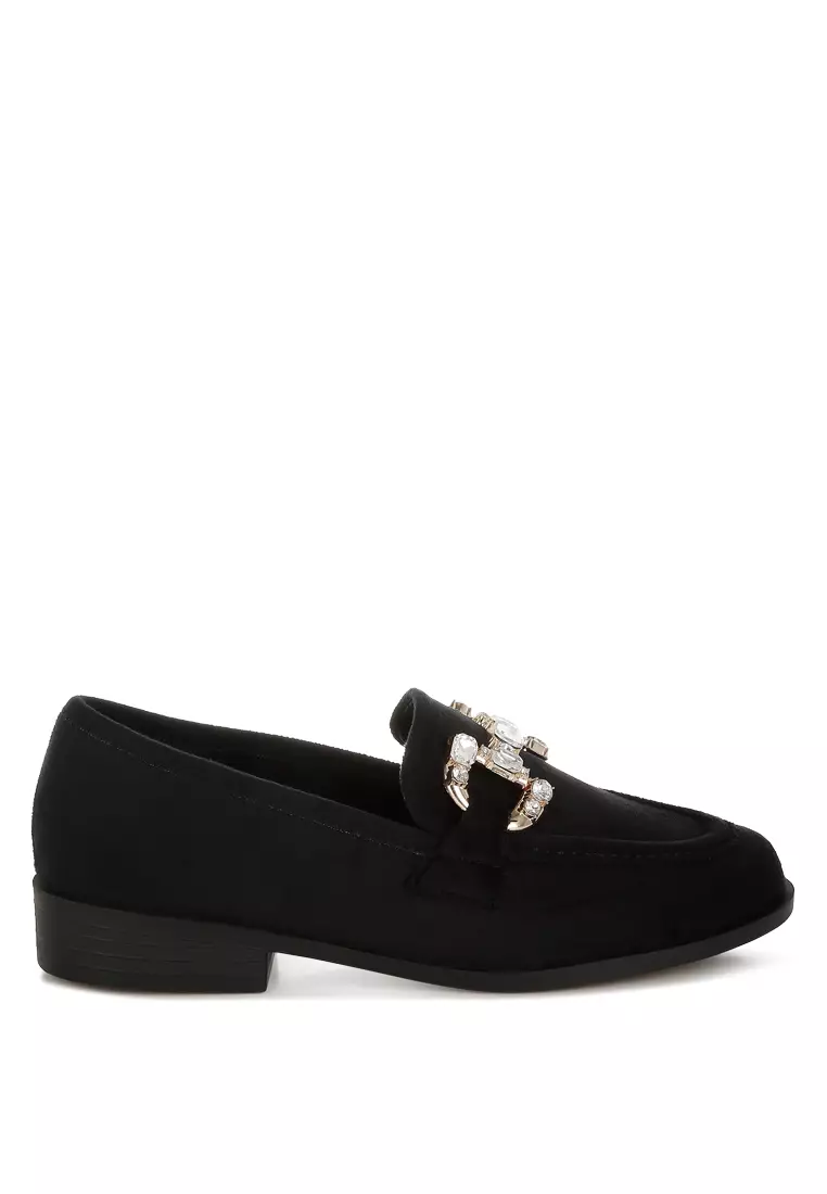 Discount on Rag & CO.  shoes - SKU: Diamante Embellished Horsebit Loafers In Black