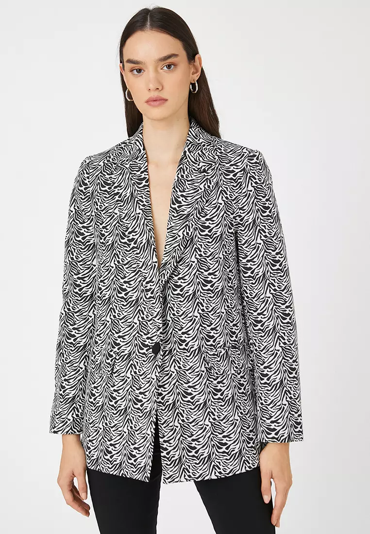 Zebra Patterned Blazer Jacket