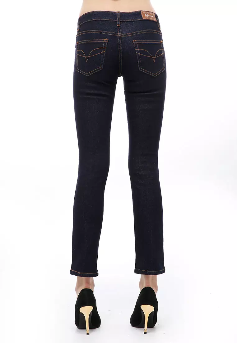 Jourel Long Pants Celana Panjang Jeans Cutbray Wanita Material Denim ORIGINAL - Navy