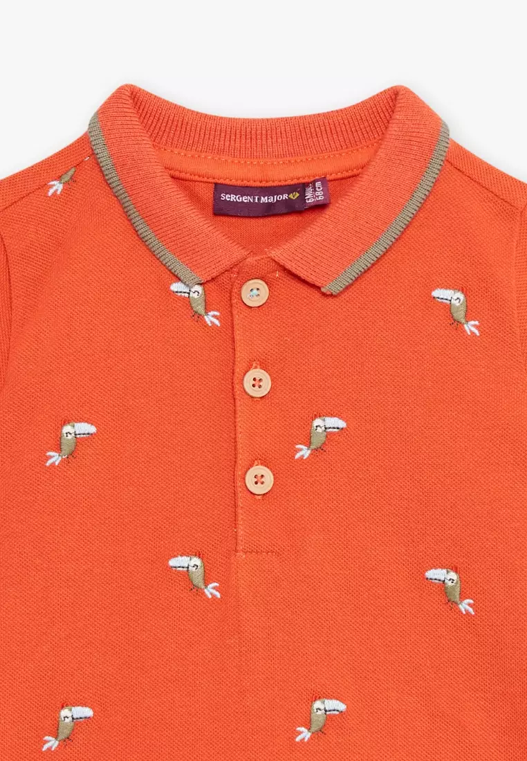 Bird Embroidered Polo Shirt