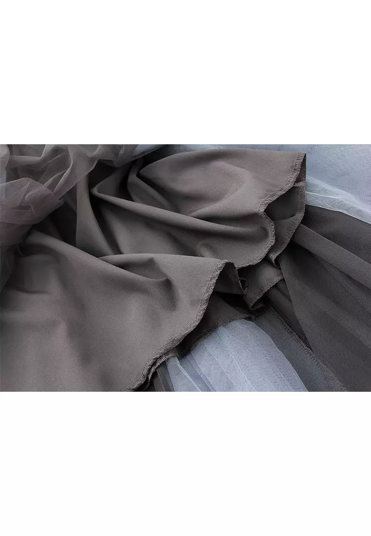 Spring/Summer Contrast Color Maxi Mesh Skirt AF8576