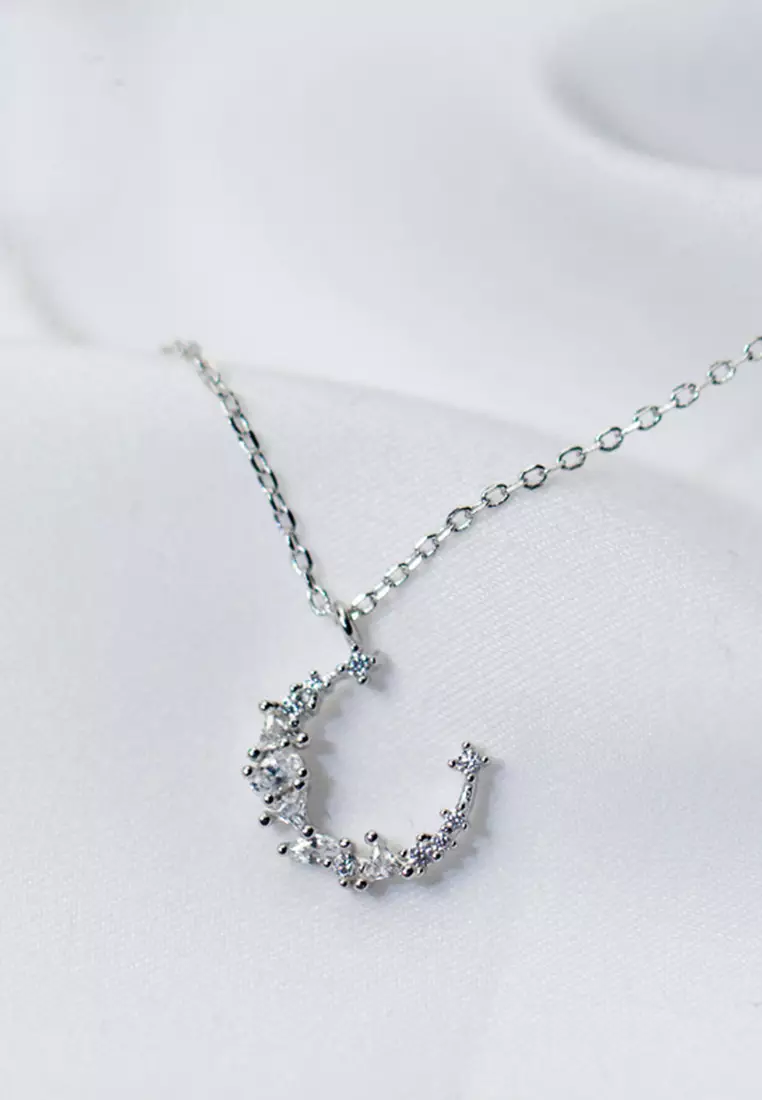Buy HAPPY FRIDAYS Elegant Crescent Moon 925 Silver Necklace JW AR