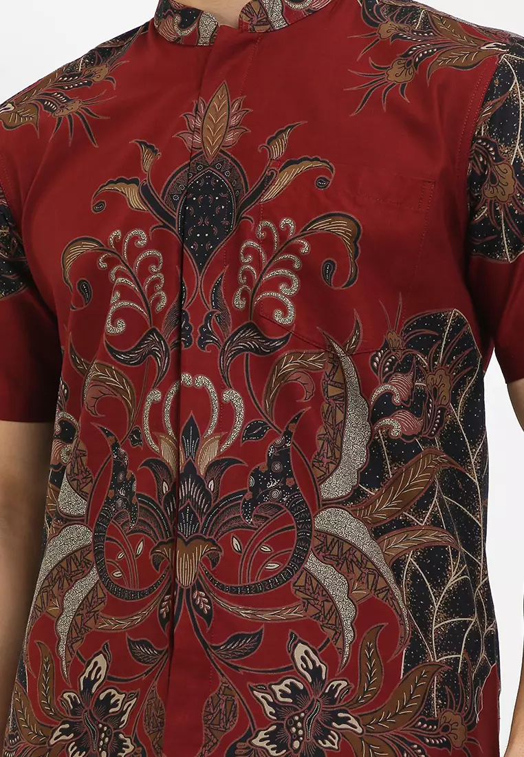 BATIK TALENTA EXCLUSIVE Lengan panjang slimfit SHANGHAI BUNGGA RED 02