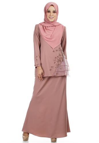 Calyta Kurung with Asymmetry Layered Frill from Ashura in Brown