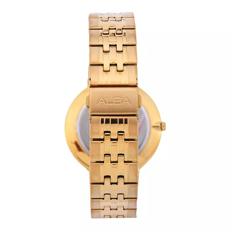 Jam Tangan Pria Alba Prestige AS9D74X1 Men Champagne Dial Gold Stainless Steel Strap