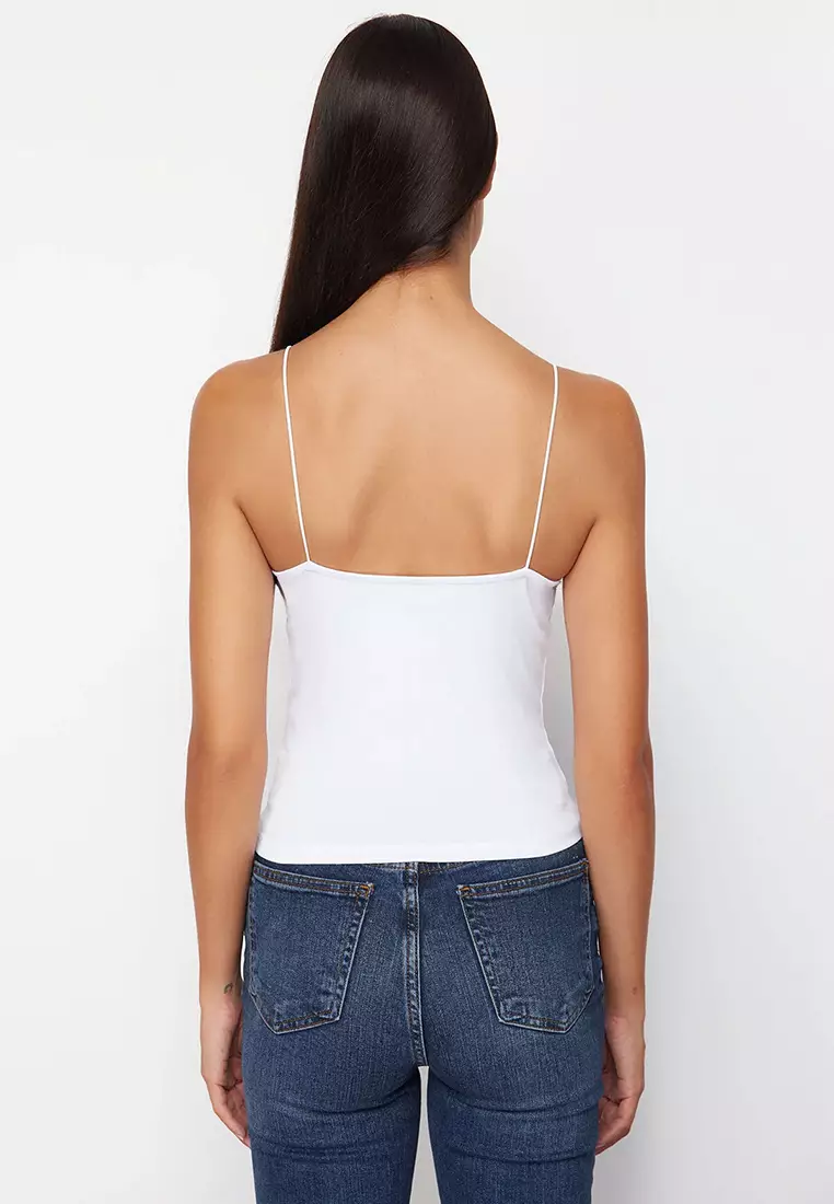 White-White Strappy Regular Size Flexible 2-Pack Knitted Undershirt TWOSS24AL00048