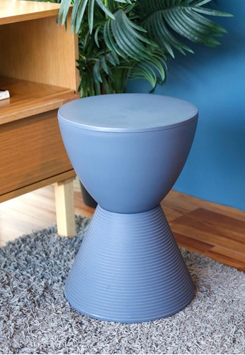 Joy Design Studio Skont Mini Stool Multipurpose Hourglass Shape Mini Side Table Minimal Design in Dark Grey Color 41D1CHLB52BE0EGS_1