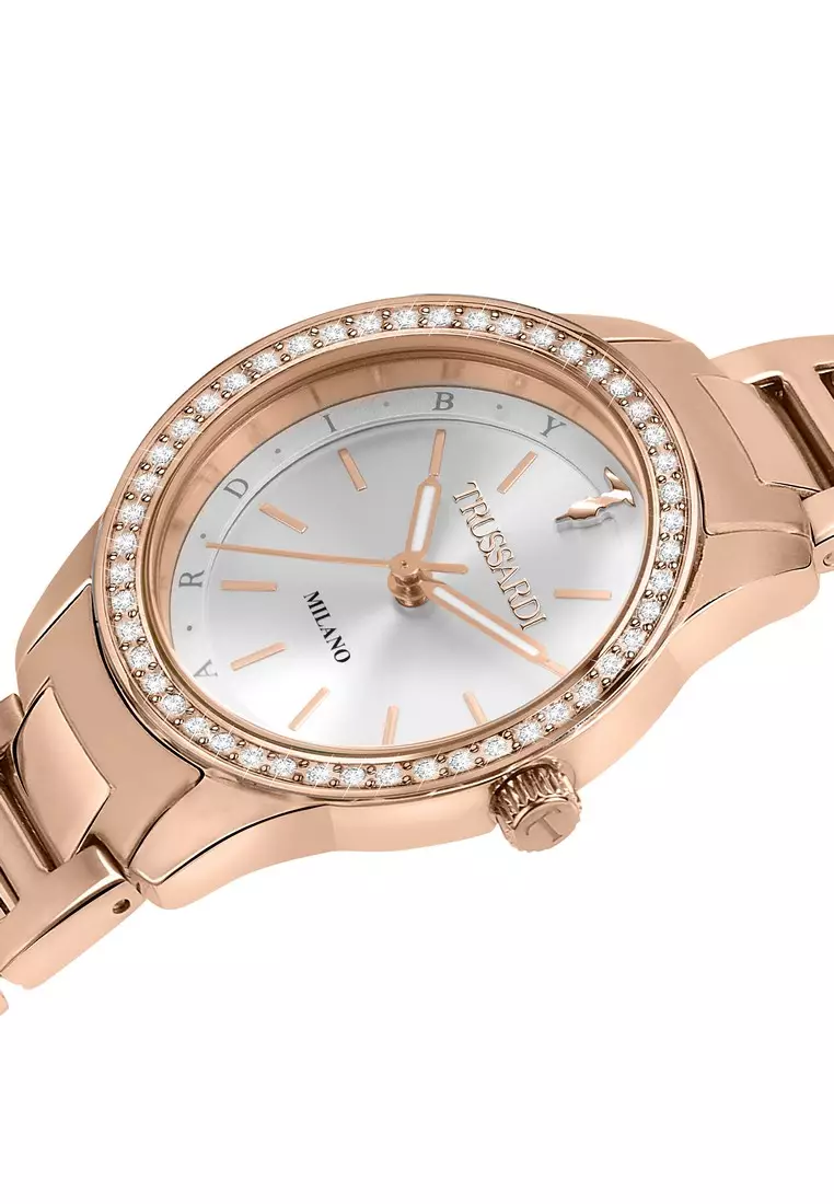 【2 Years Warranty】Trussardi T-Sky 30mm White Silver Dial Ladies Quartz Watch R2453151503
