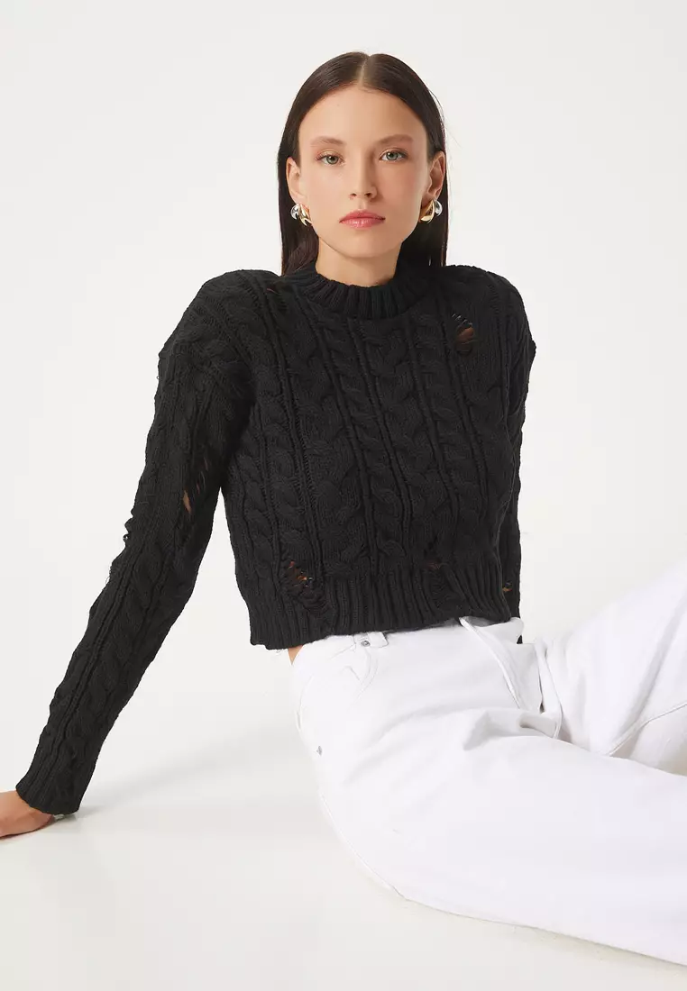 Happiness Istanbul Knitted Cropped Jumper 2026 | Buy Happiness Istanbul ...