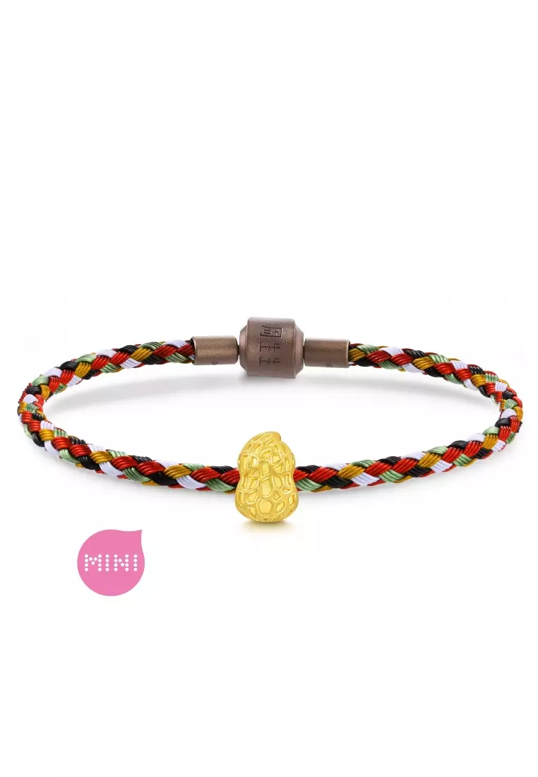 999 24K Solid Gold Peanut Mini Charm 92656C (Bracelet not included)