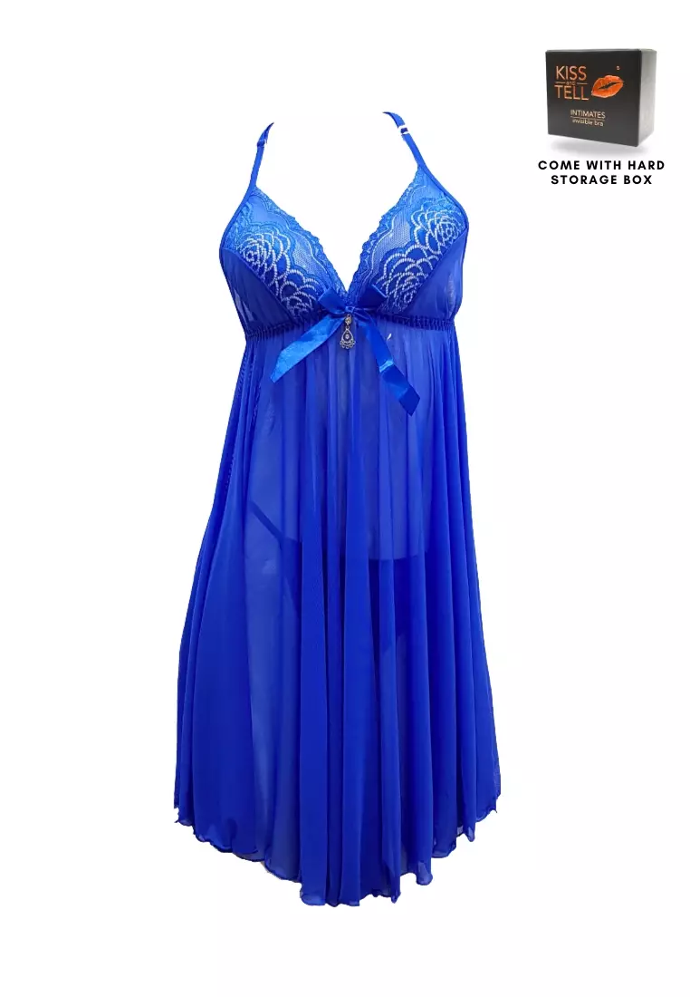 Premium Willa Lingerie Corset Night Gown Nighties in Blue