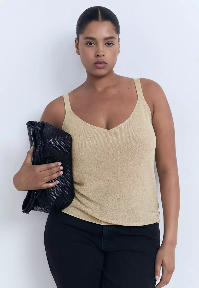 Lurex Knitted V-Neck Top