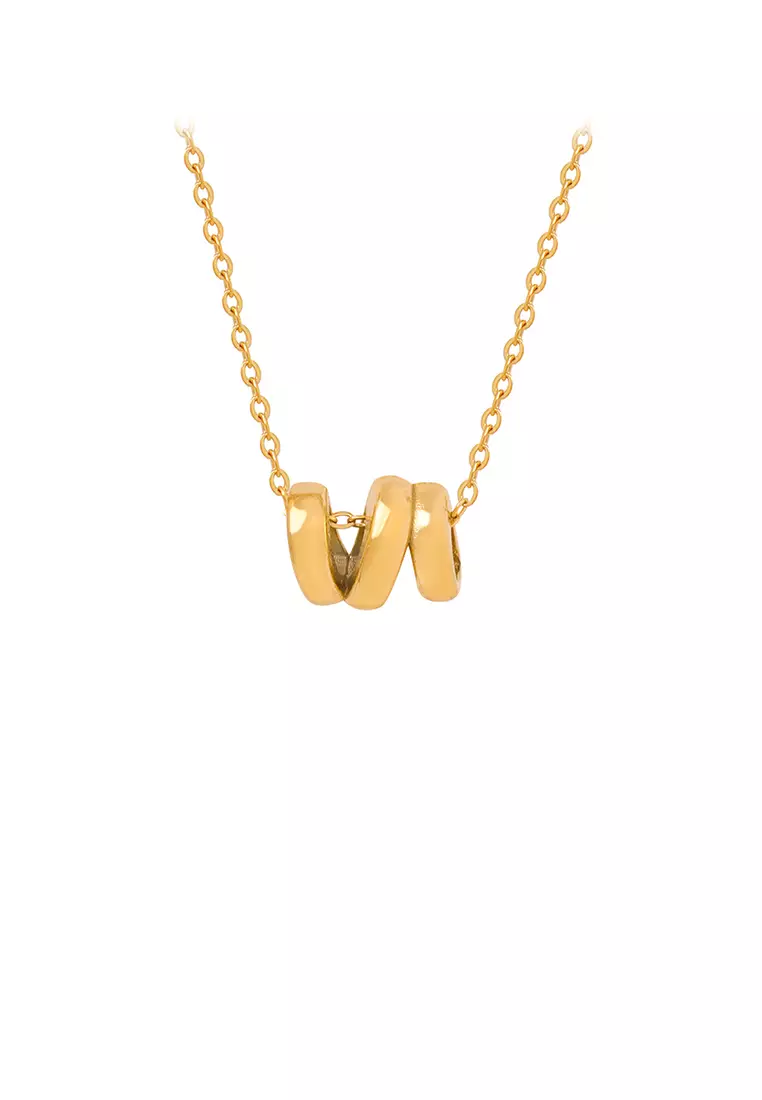 Simple and Fashion Plated Gold 316L Stainless Steel Geometric Ring Pendant with Necklace