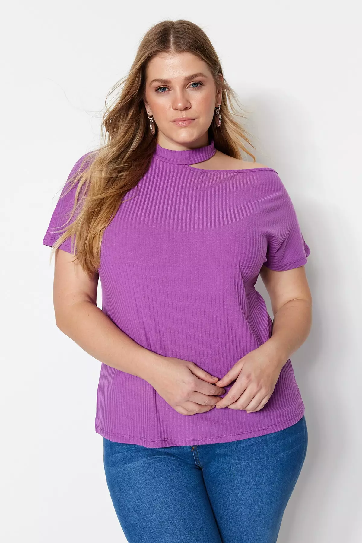 Purple high neck blouse best sale
