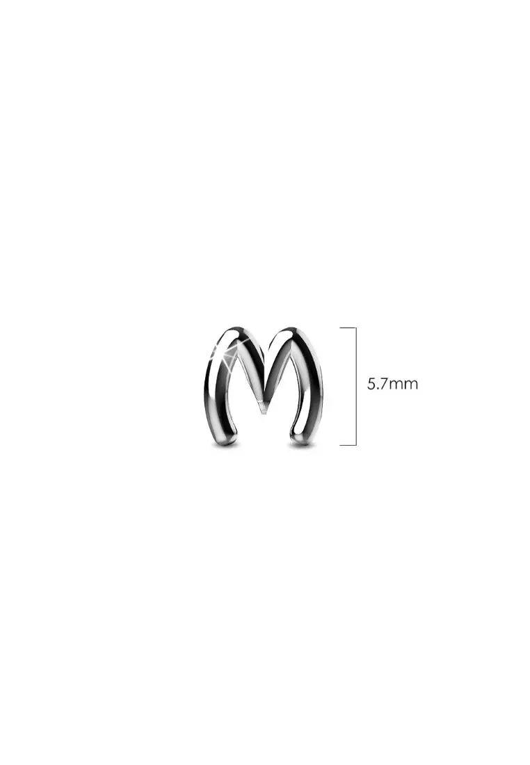 Solid 925 Sterling Silver Initial Alphabet Personalised Stud Earrings- M