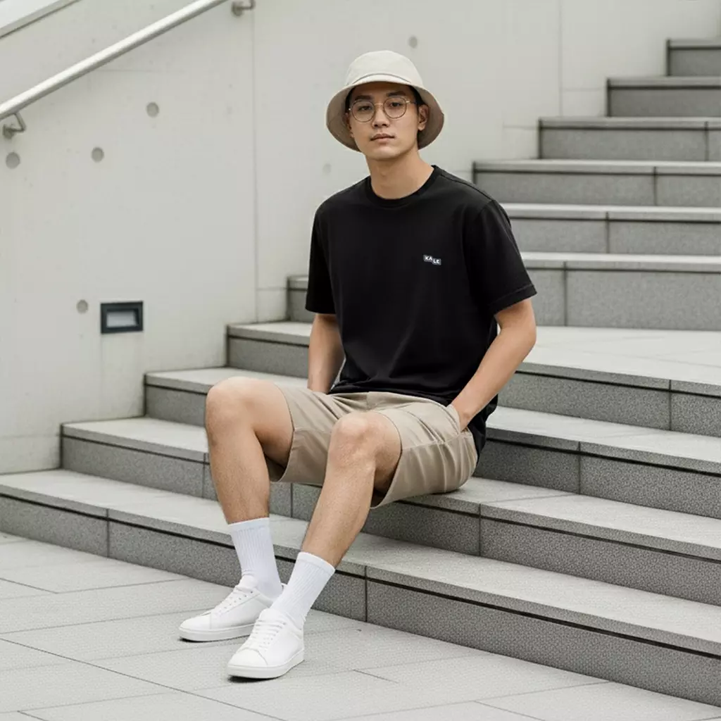 Kale PLUTO BLACK T-shirt Cotton Cloudy Boxy Fit - Kaos Korea - Atasan Kaos Pria - Kaos Basic Pria