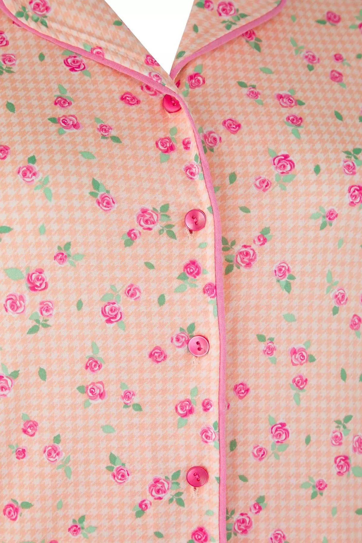 Pink 100% Cotton Floral Knitted Pajama Set Tbbaw26Ai00007