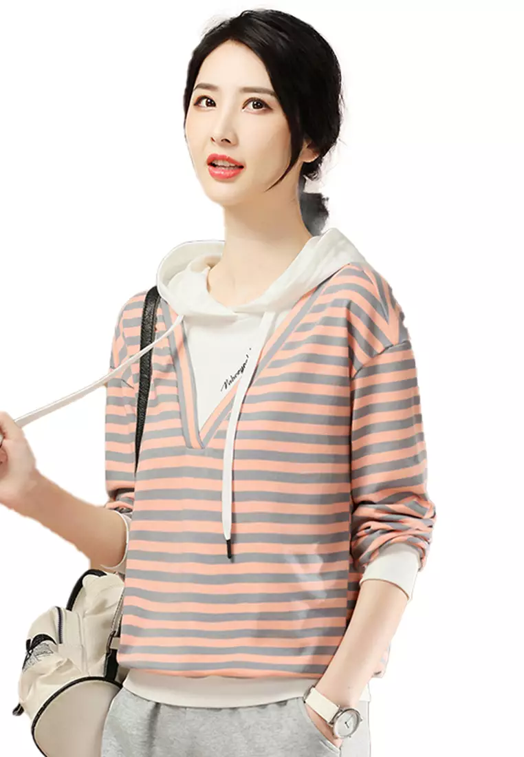 Striped hooded deals sweater