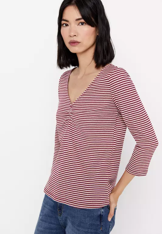 Striped Top With Ruched Detail