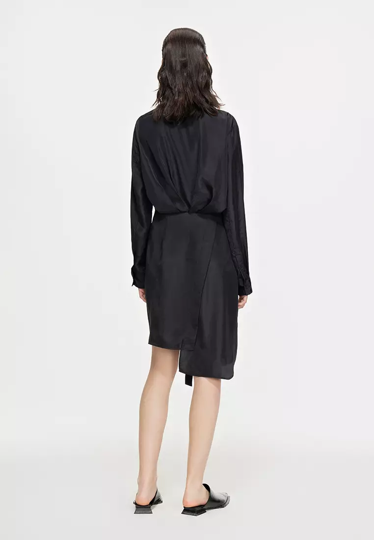 Plain Weave X-Line Loose Everyday Casual Long Sleeve Dress