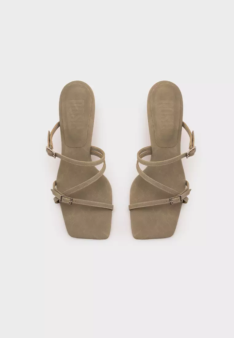 CLOUDFOAM SQUARE TOE WITH ADJUSTABLE BUCKLE STRAPPY HEEL