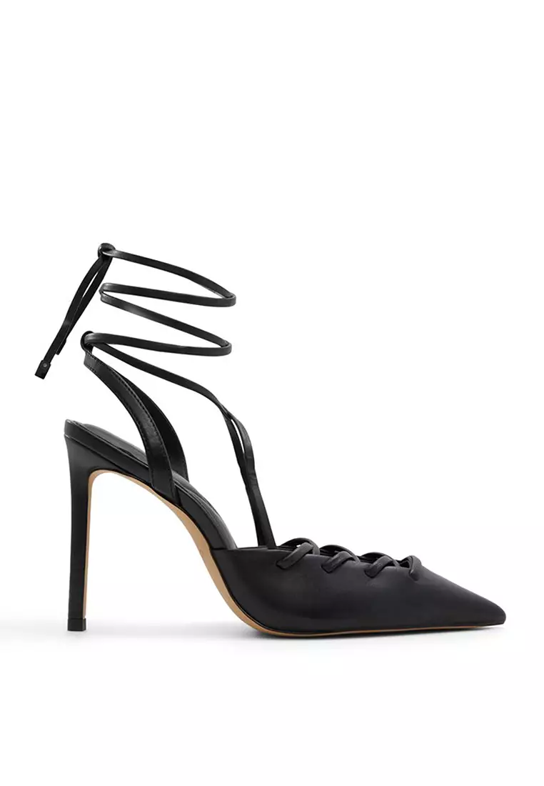 Aldo black top lace up heels