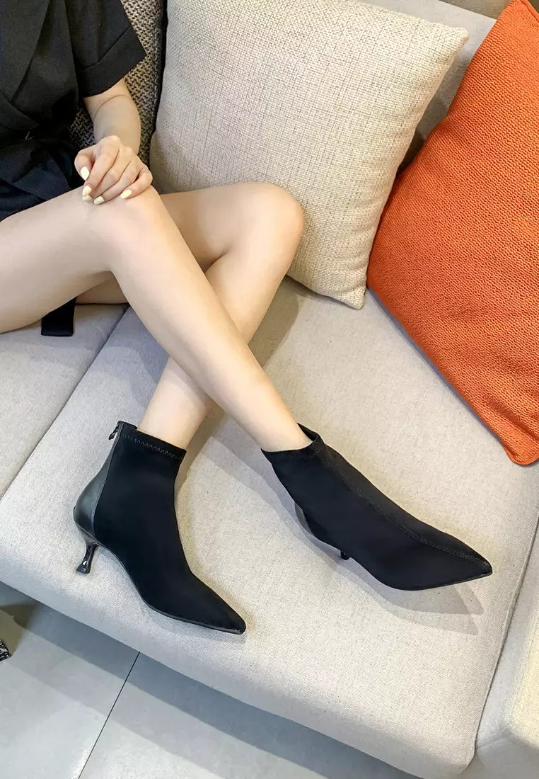 拼色的仿猄布踝靴1902-22