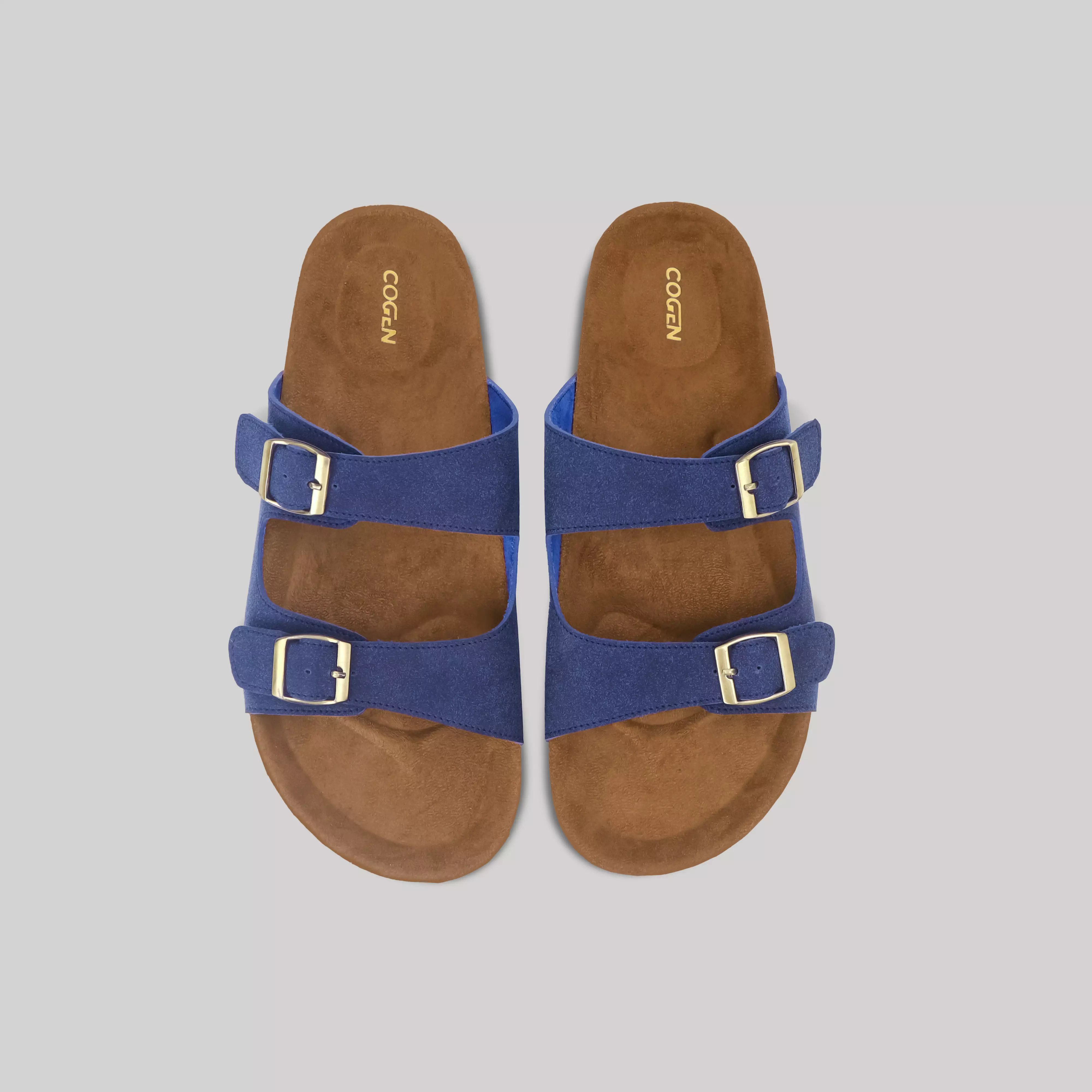 Cogen Sandal Pria Kulit Sendal Slop Birken Vintage - Opera Blue