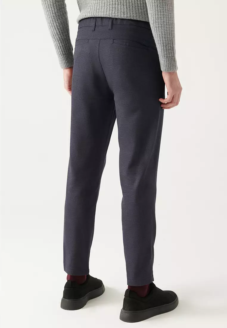 Men's Elastic Waist Slim Fit Chino Trousers