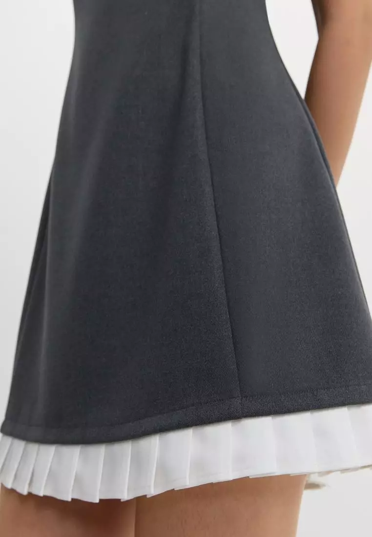 Bow Pleated Trim Dress